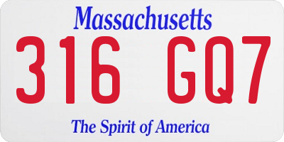 MA license plate 316GQ7