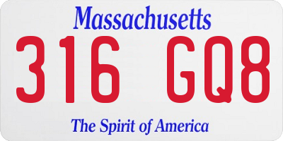 MA license plate 316GQ8