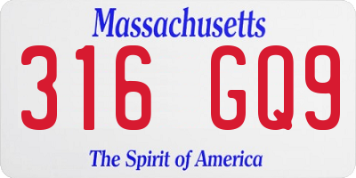 MA license plate 316GQ9