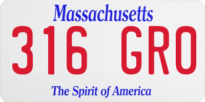 MA license plate 316GR0