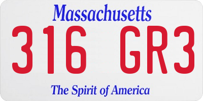 MA license plate 316GR3