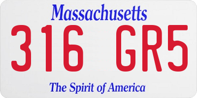 MA license plate 316GR5