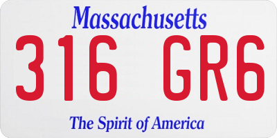 MA license plate 316GR6