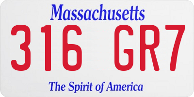 MA license plate 316GR7