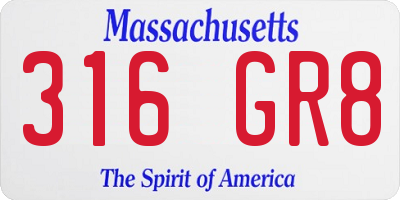 MA license plate 316GR8