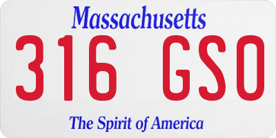 MA license plate 316GS0