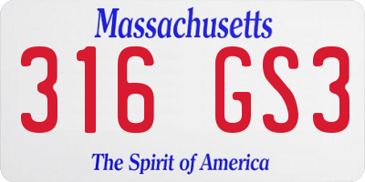 MA license plate 316GS3