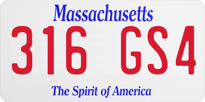 MA license plate 316GS4