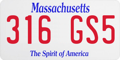 MA license plate 316GS5