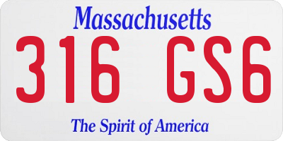 MA license plate 316GS6