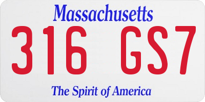 MA license plate 316GS7