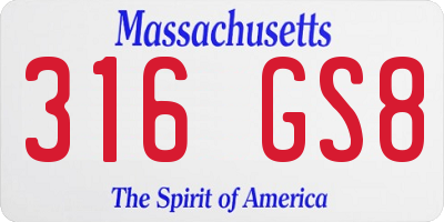 MA license plate 316GS8