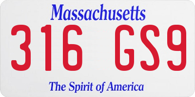 MA license plate 316GS9