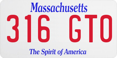 MA license plate 316GT0