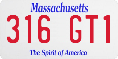 MA license plate 316GT1