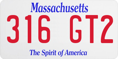 MA license plate 316GT2