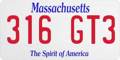 MA license plate 316GT3