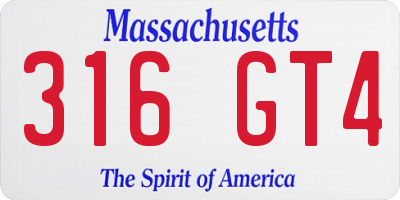 MA license plate 316GT4