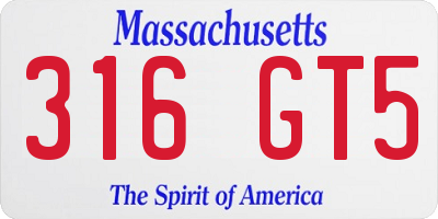 MA license plate 316GT5