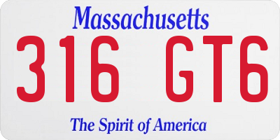 MA license plate 316GT6