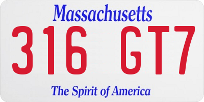 MA license plate 316GT7
