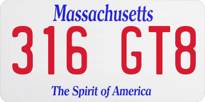 MA license plate 316GT8