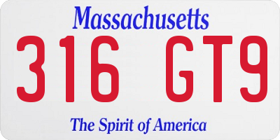 MA license plate 316GT9