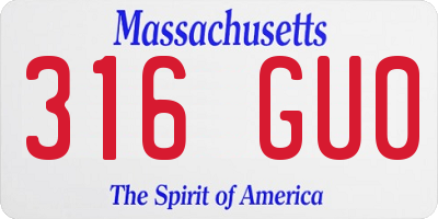 MA license plate 316GU0