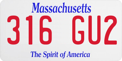 MA license plate 316GU2