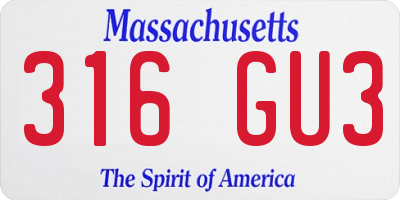 MA license plate 316GU3