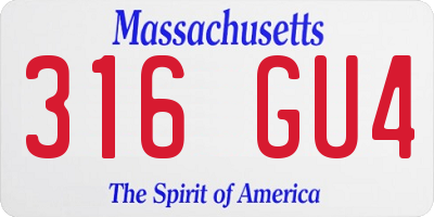 MA license plate 316GU4