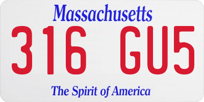 MA license plate 316GU5