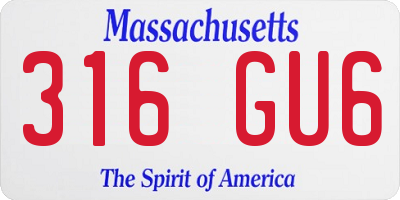 MA license plate 316GU6