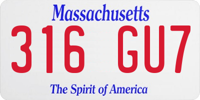 MA license plate 316GU7