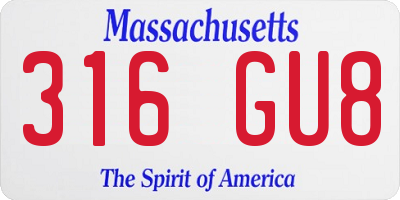 MA license plate 316GU8