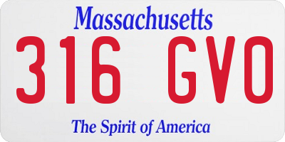 MA license plate 316GV0