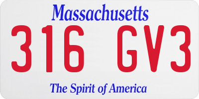 MA license plate 316GV3