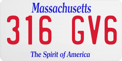 MA license plate 316GV6