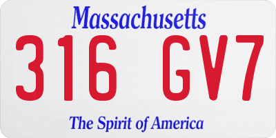 MA license plate 316GV7