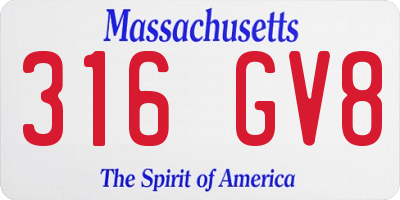 MA license plate 316GV8
