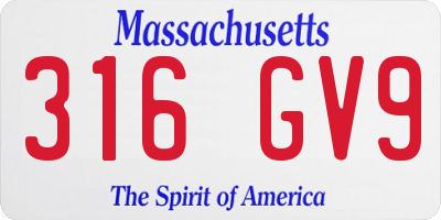 MA license plate 316GV9