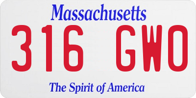 MA license plate 316GW0