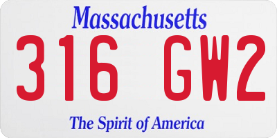 MA license plate 316GW2
