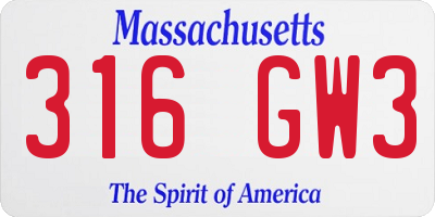 MA license plate 316GW3