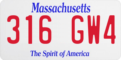 MA license plate 316GW4