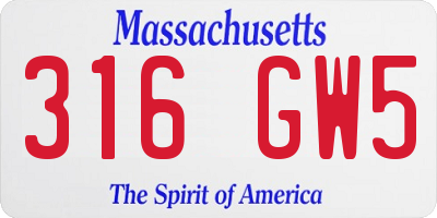 MA license plate 316GW5