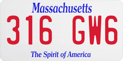 MA license plate 316GW6