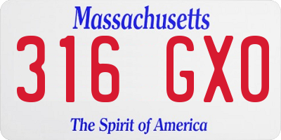 MA license plate 316GX0