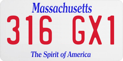 MA license plate 316GX1