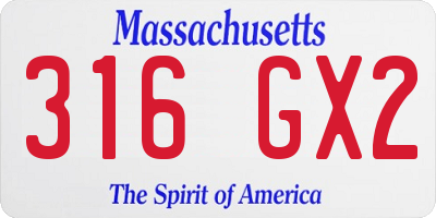 MA license plate 316GX2